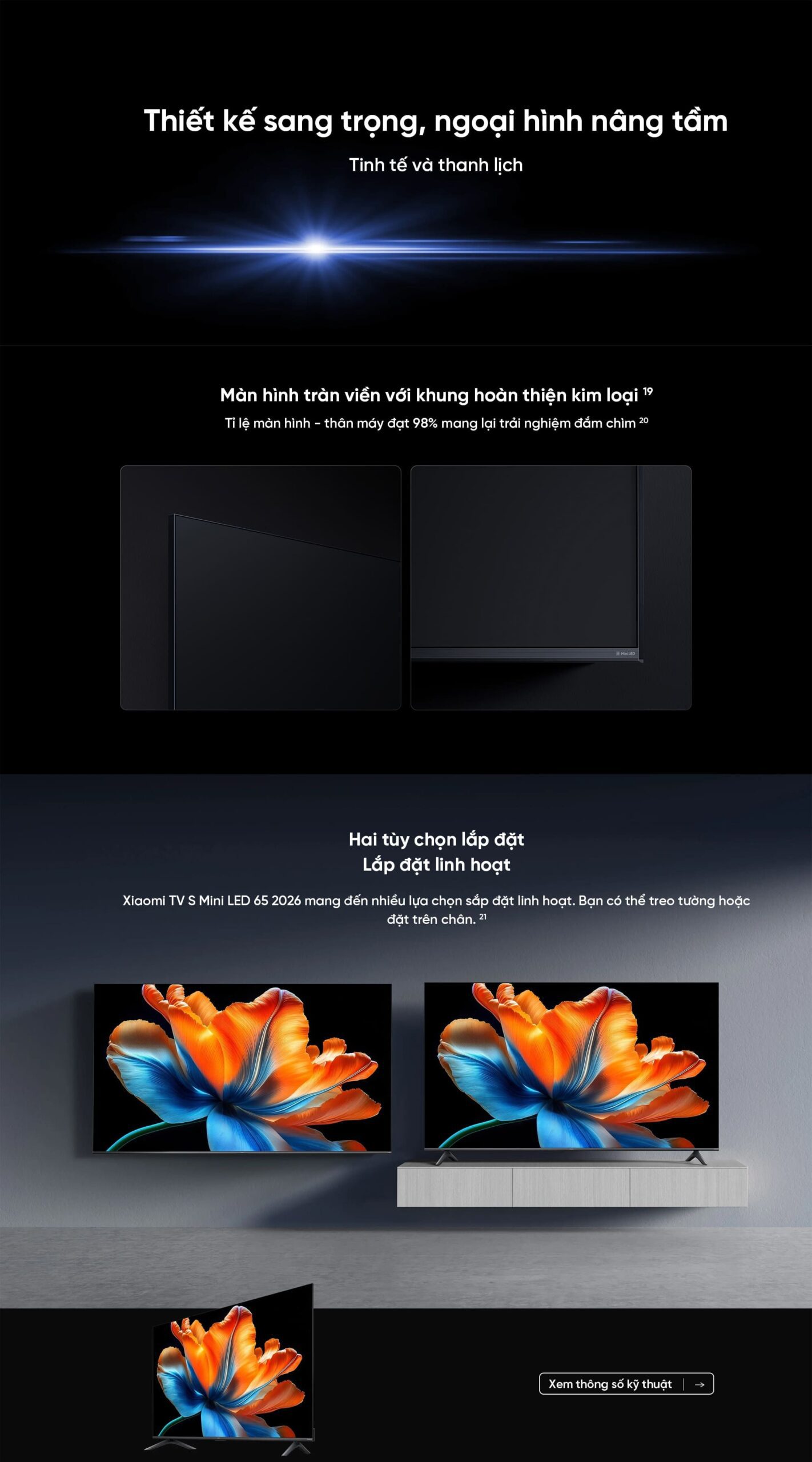 Tivi Xiaomi TV S Mini LED 2026 65 Inch QD-Mini LED 4K
