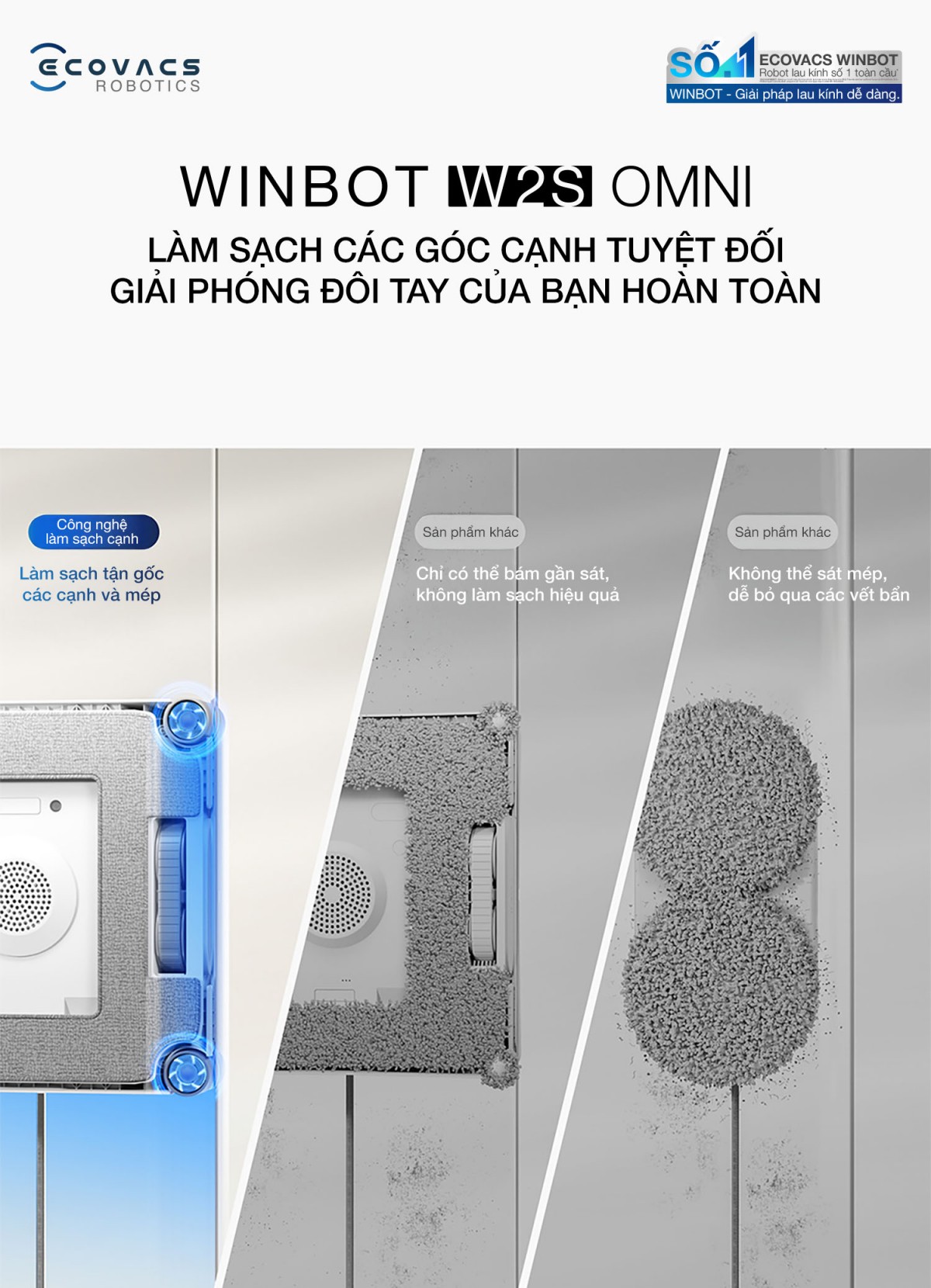 Robot lau kính Ecovacs Winbot W2S Omni