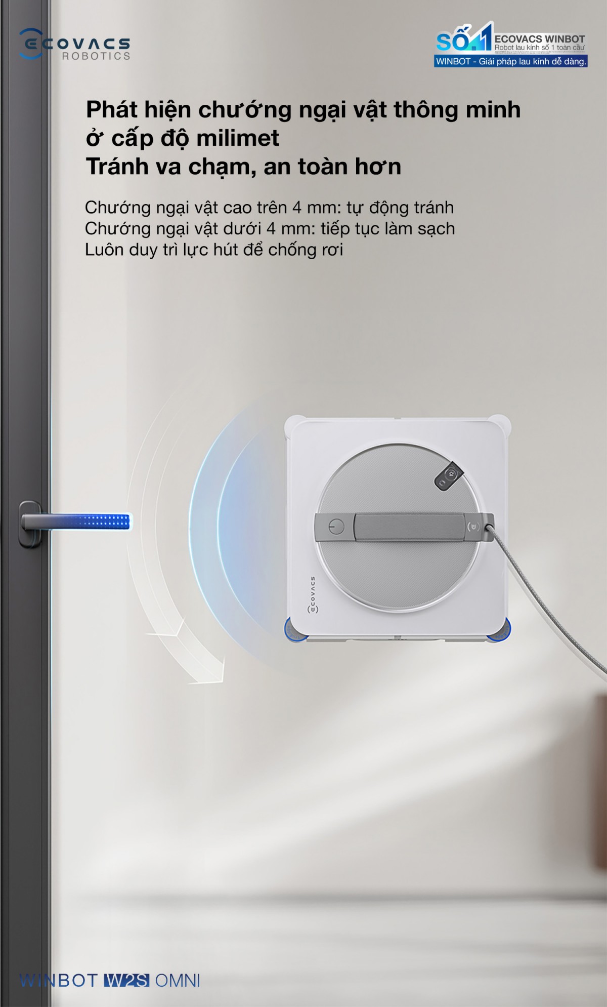 Robot lau kính Ecovacs Winbot W2S Omni
