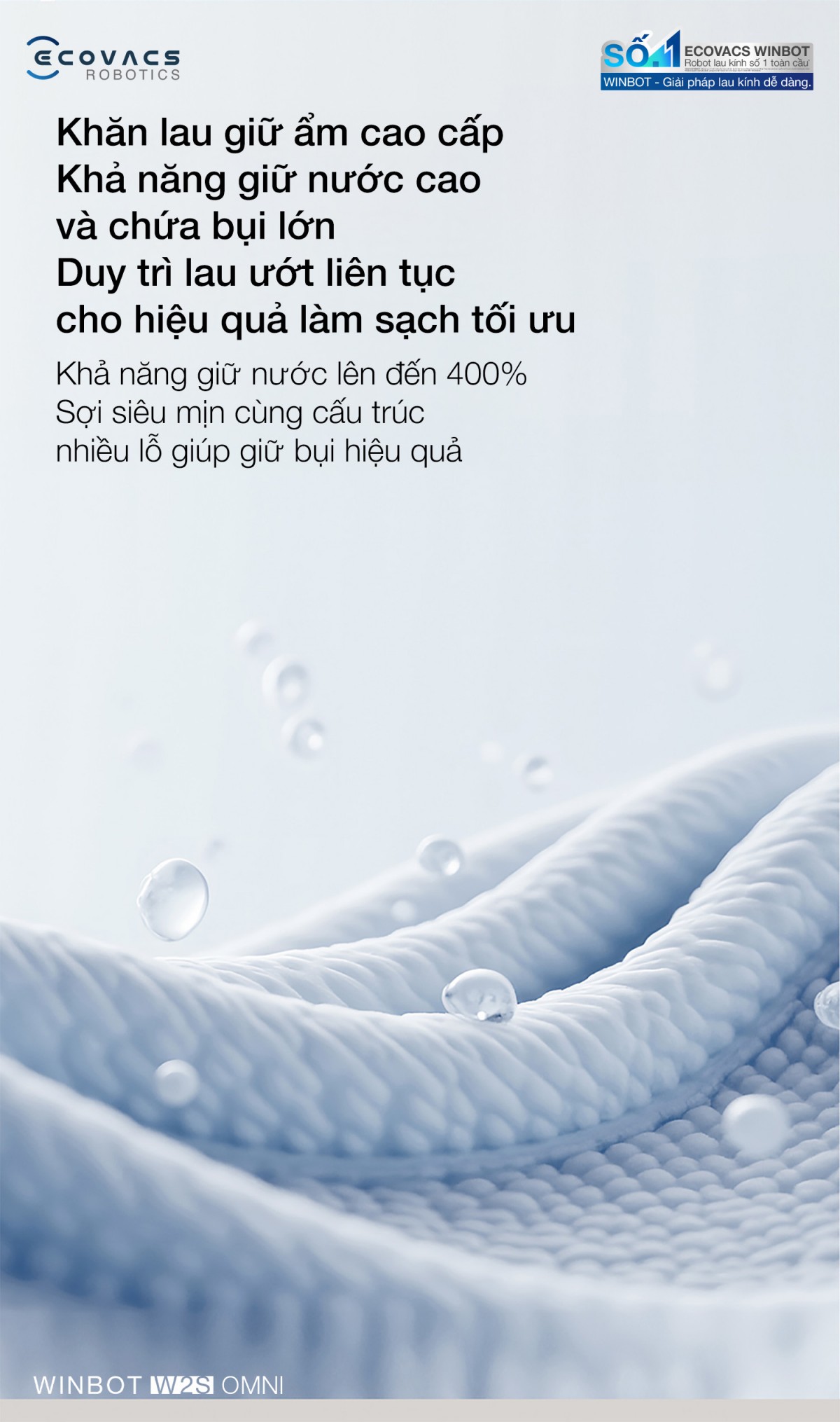 Robot lau kính Ecovacs Winbot W2S Omni