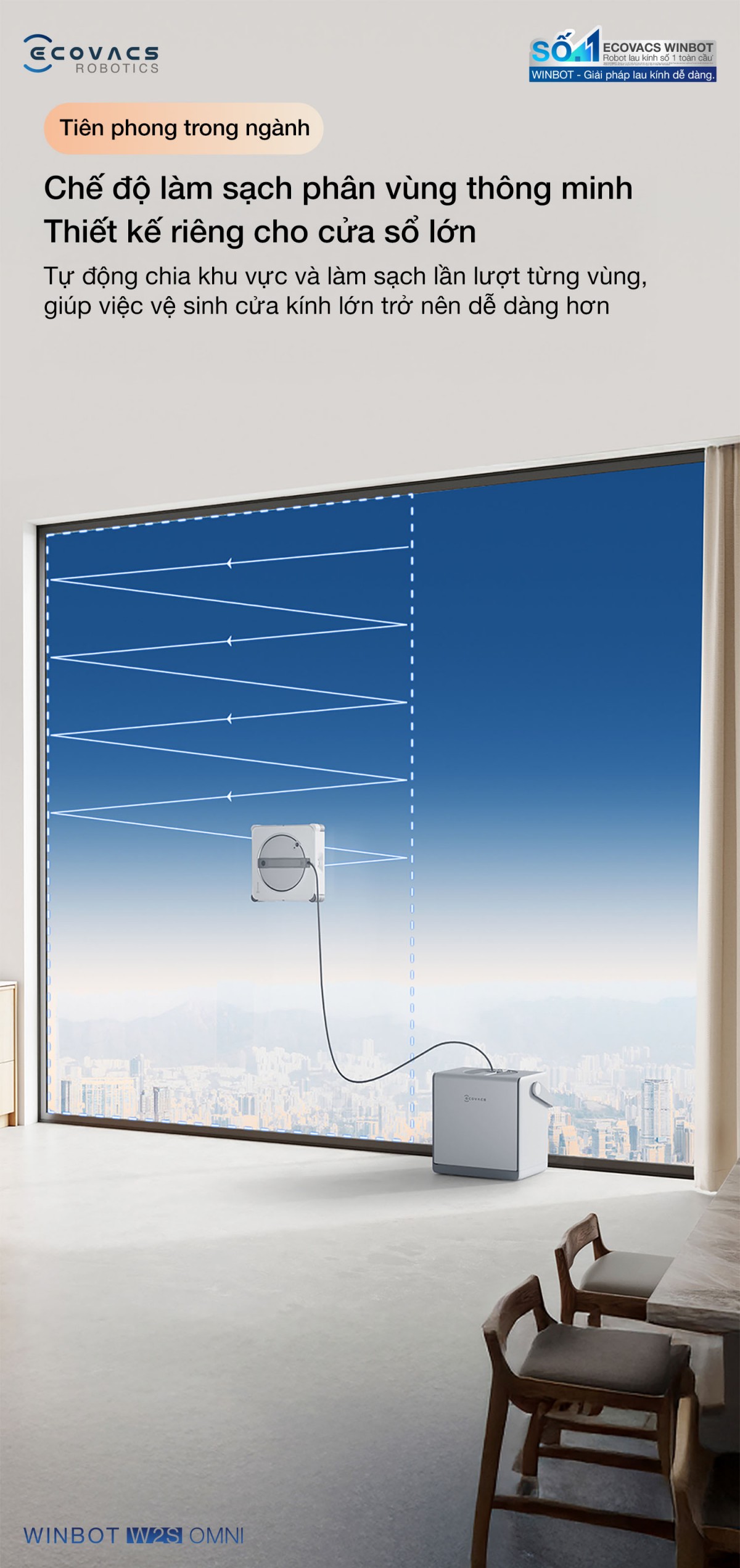 Robot lau kính Ecovacs Winbot W2S Omni