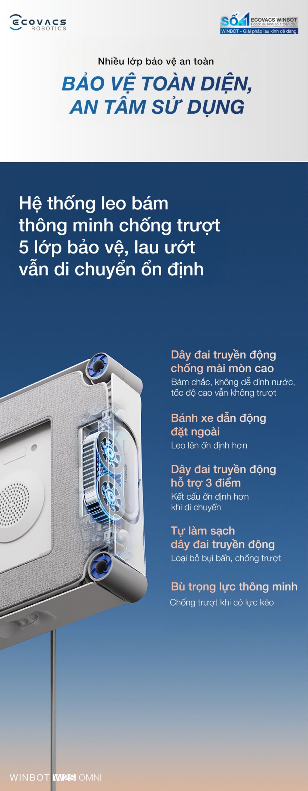 Robot lau kính Ecovacs Winbot W2S Omni