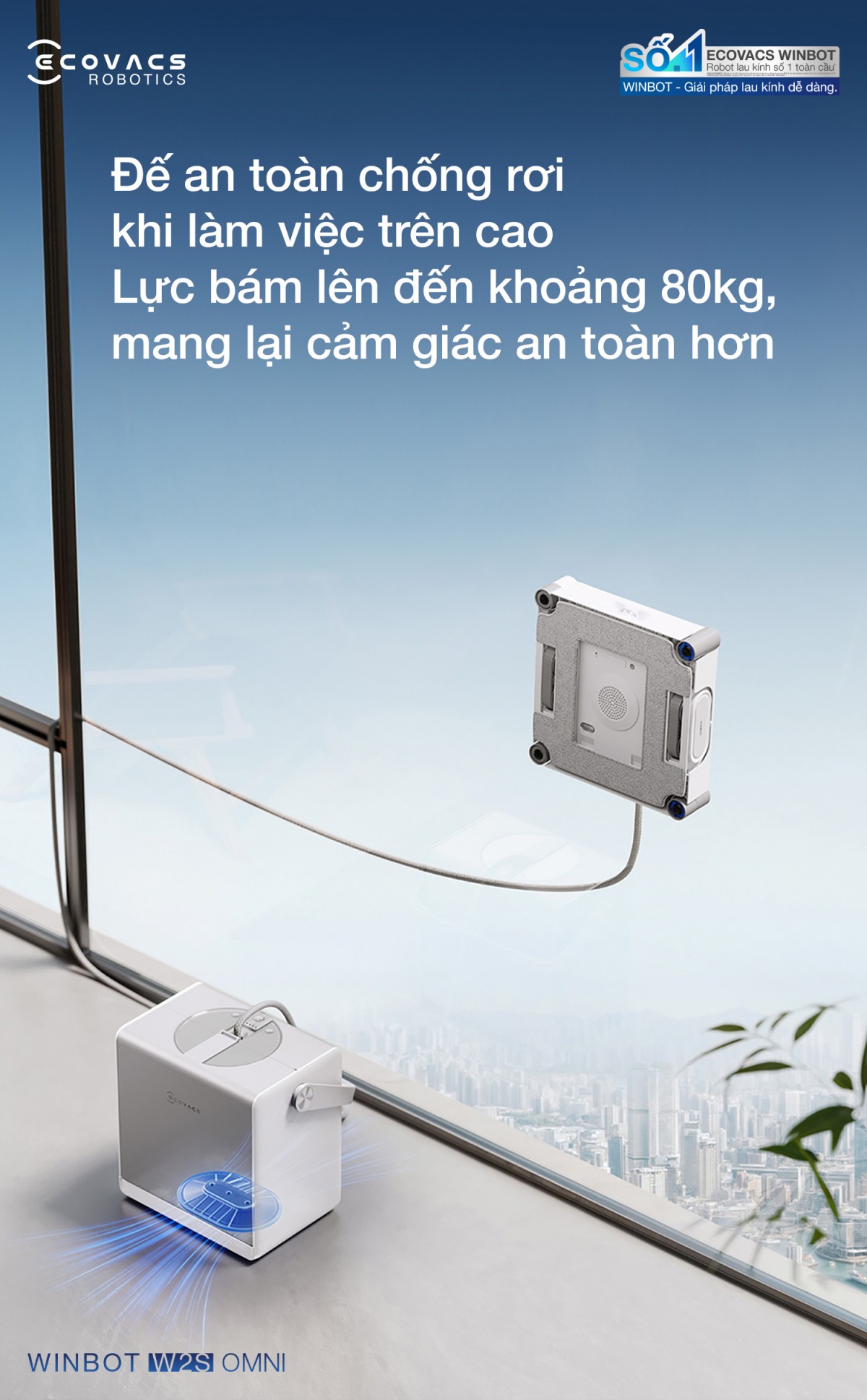 Robot lau kính Ecovacs Winbot W2S Omni