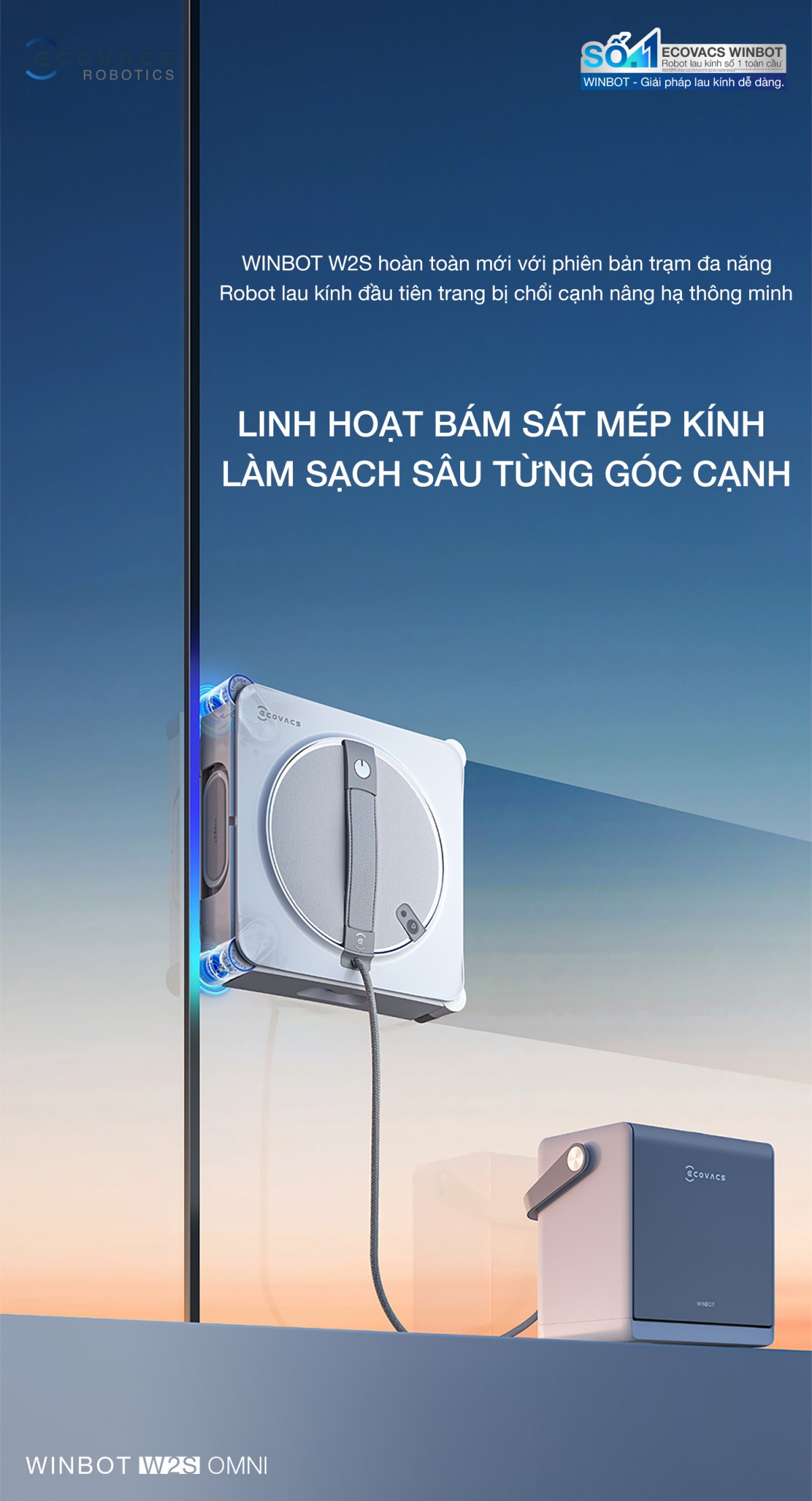 Robot lau kính Ecovacs Winbot W2S Omni