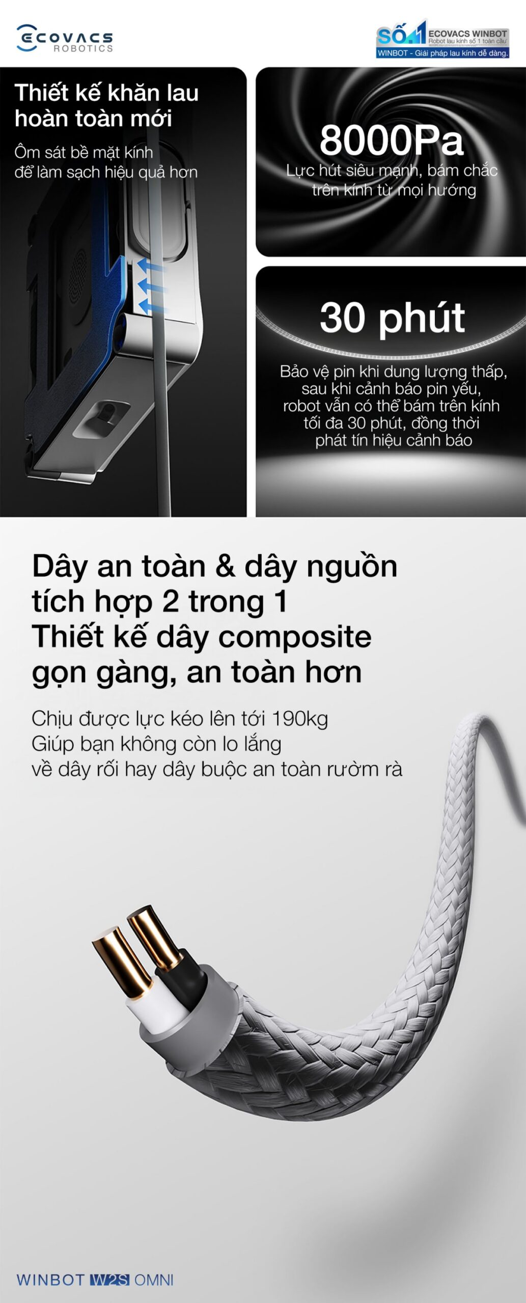 Robot lau kính Ecovacs Winbot W2S Omni