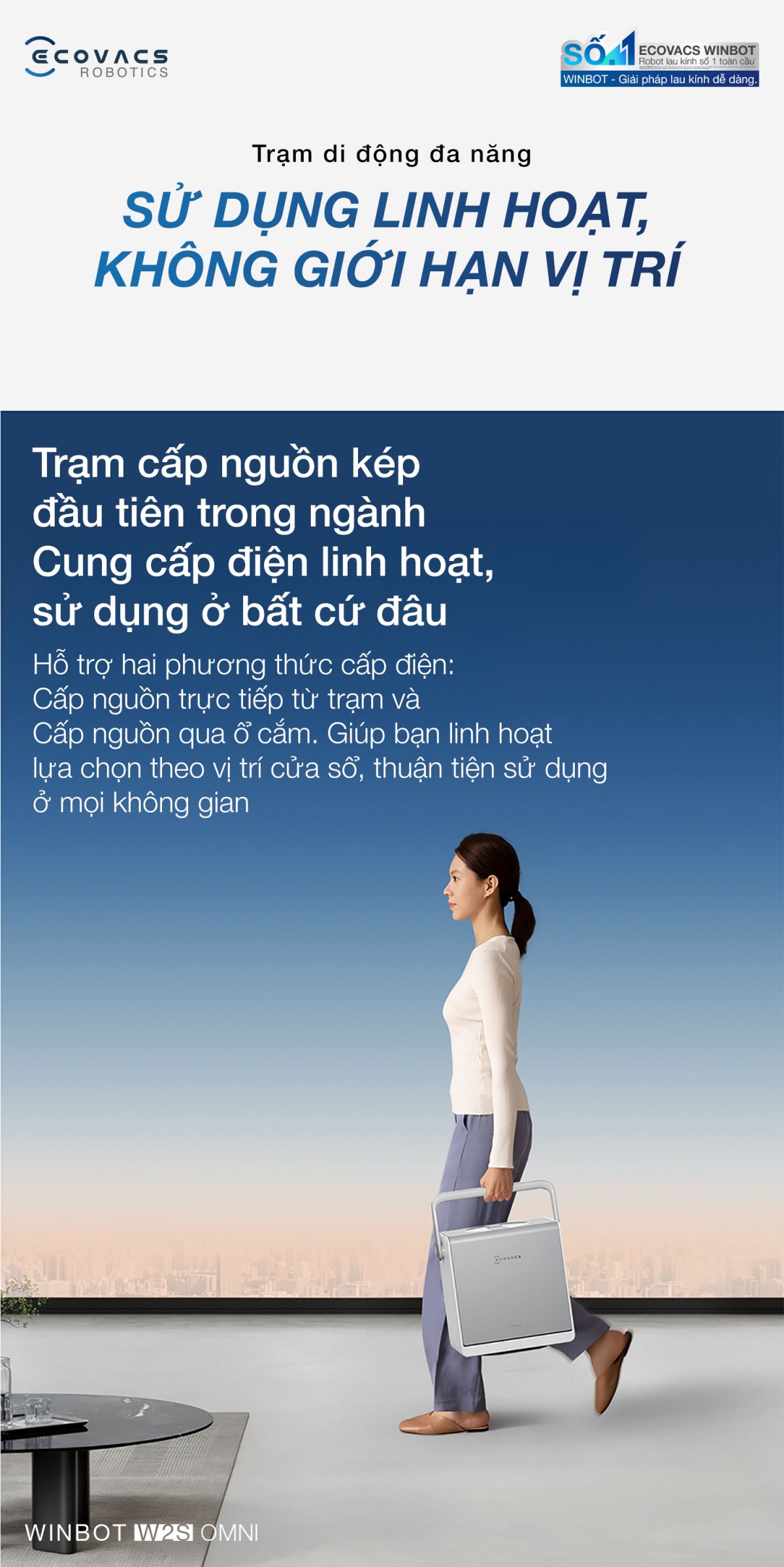 Robot lau kính Ecovacs Winbot W2S Omni