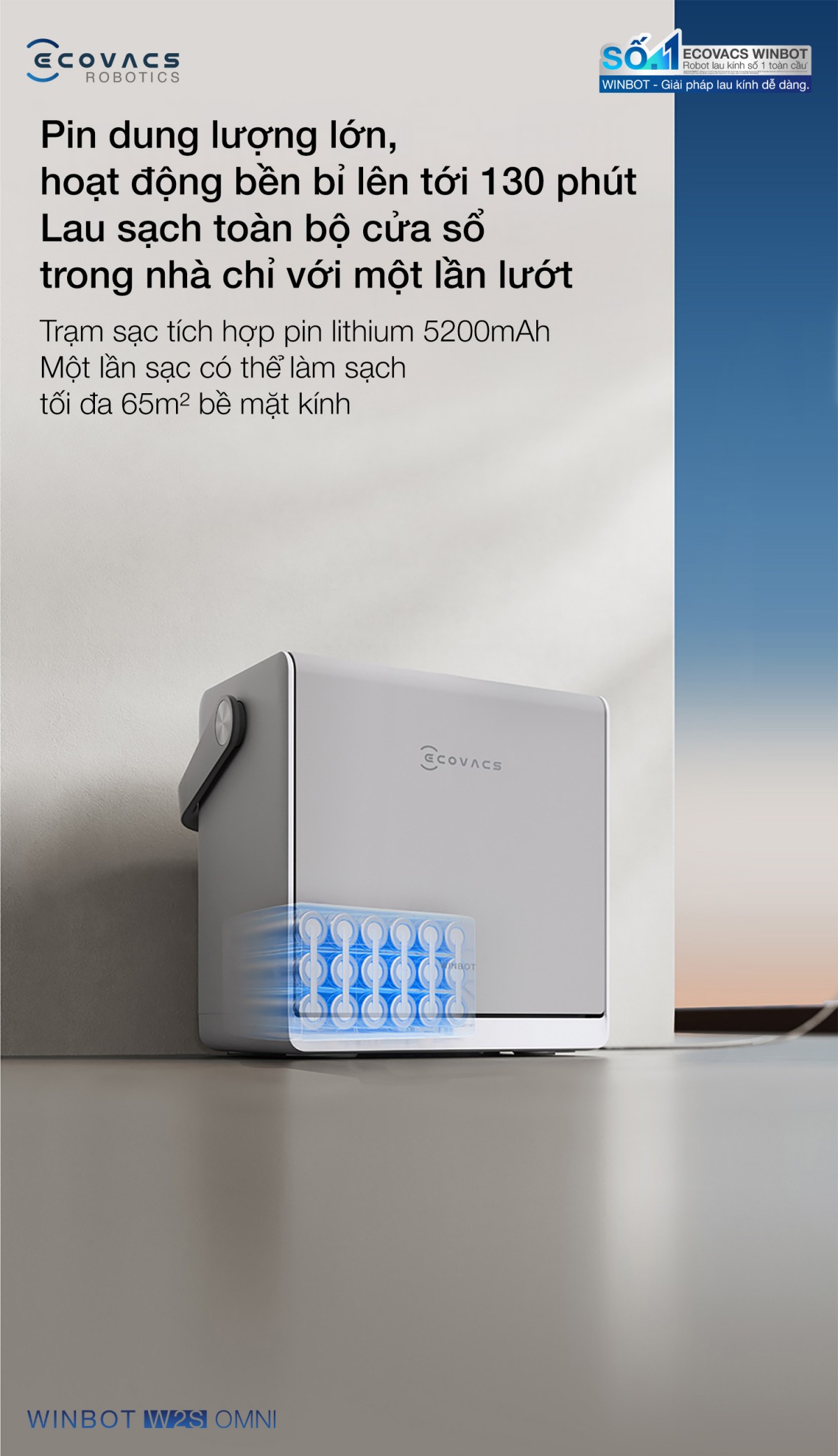 Robot lau kính Ecovacs Winbot W2S Omni