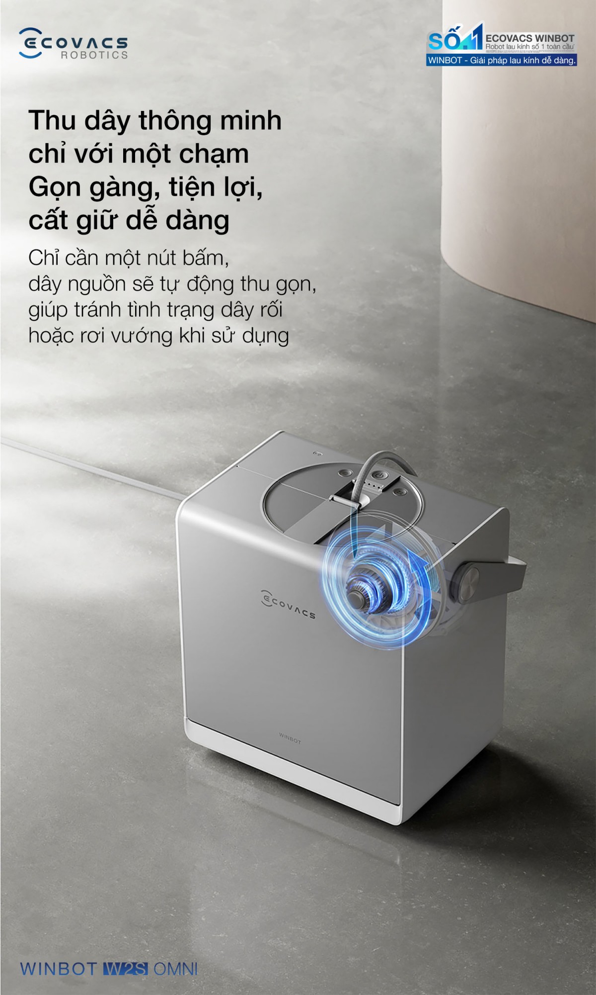 Robot lau kính Ecovacs Winbot W2S Omni