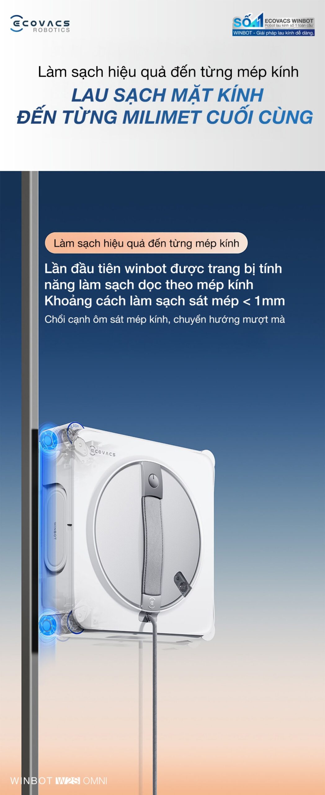 Robot lau kính Ecovacs Winbot W2S Omni