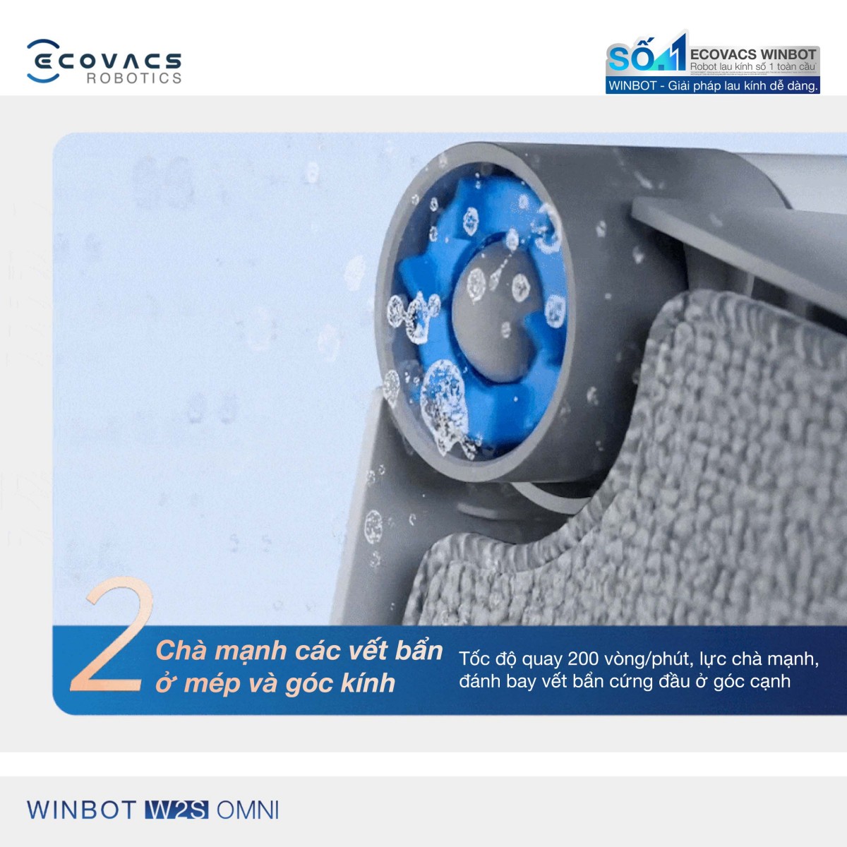 Robot lau kính Ecovacs Winbot W2S Omni