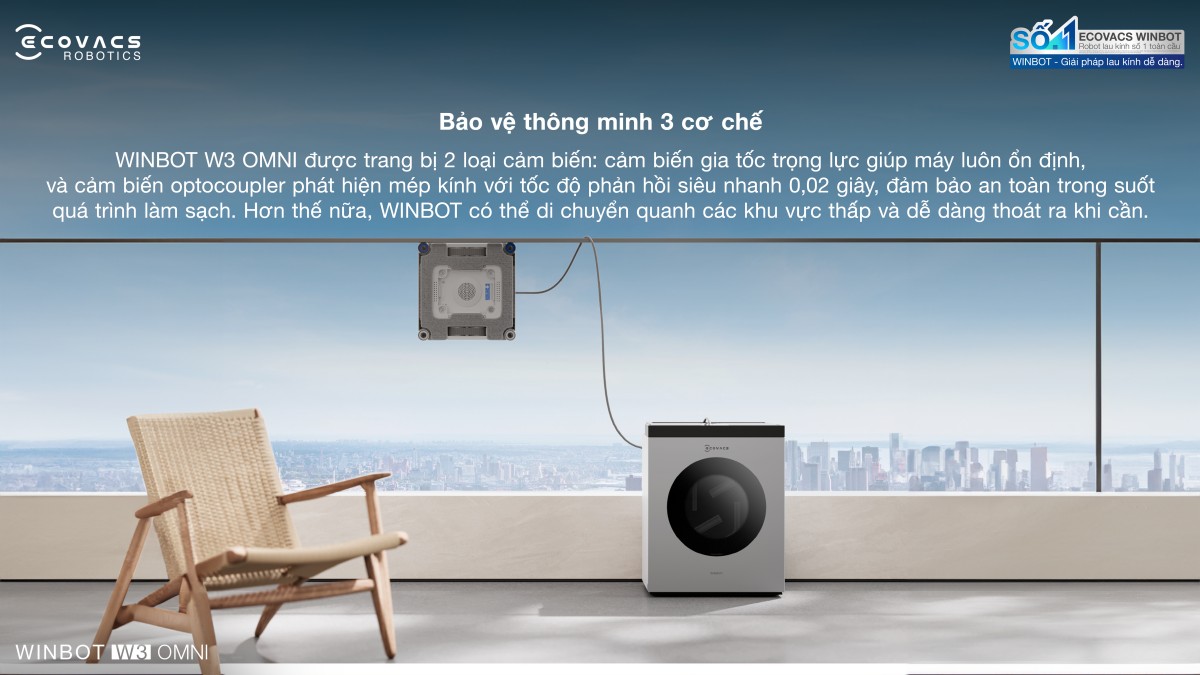 Robot lau kính Ecovacs Winbot W3 Omni