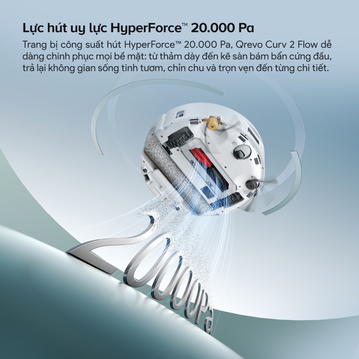 Robot hút bụi Roborock Qrevo Curv 2 Flow | Lực hút 20.000 Pa